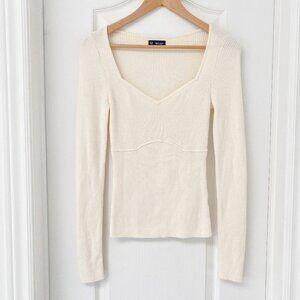 GAP Soft Ribbed Balletcore Knit Top Cream Long Sleeve M